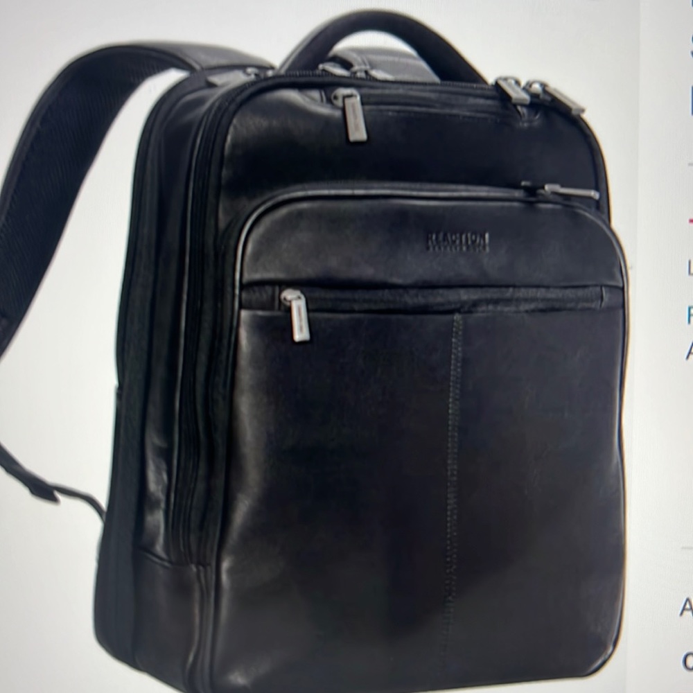 Kenneth Cole reaction, leather slim, 16" laptop, antitheft, business backpack